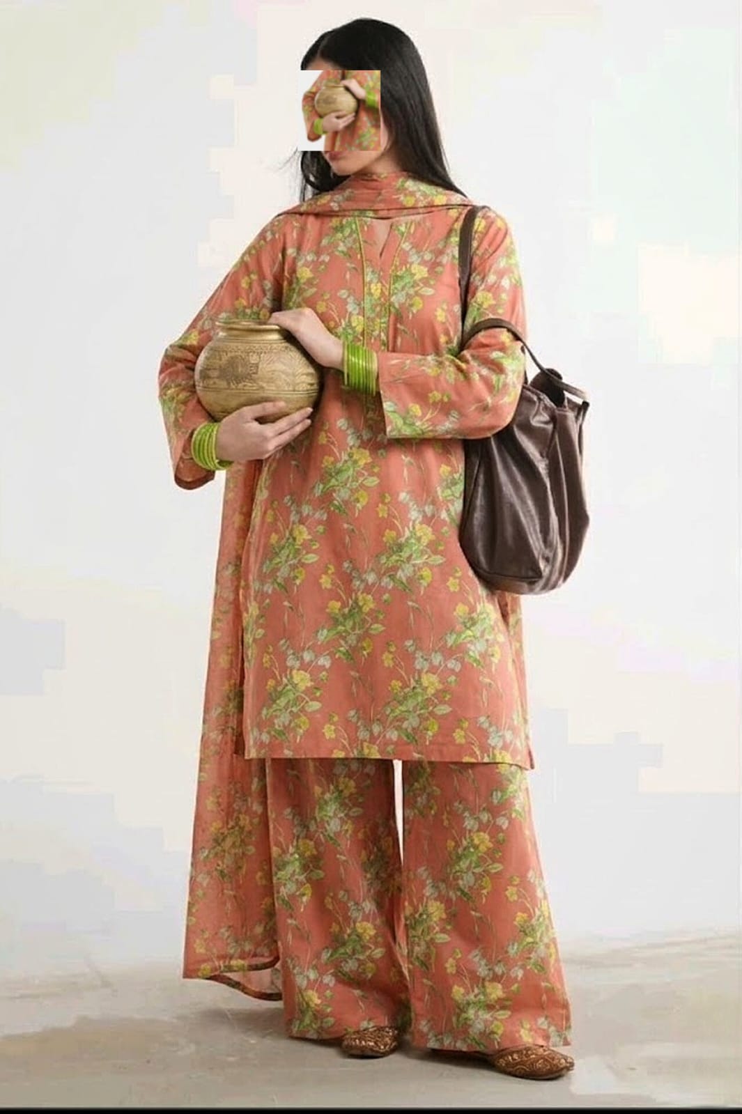 2pc peachy farshi dress