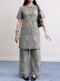 Blue block print kurta set 💙( pockets included )