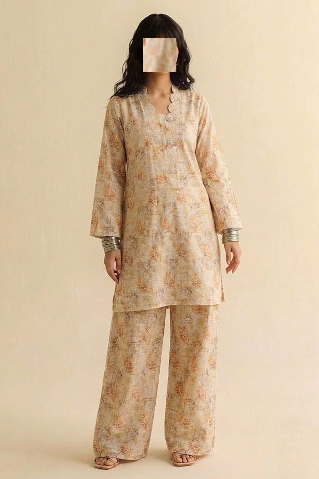 2pc pastel orange Eid set