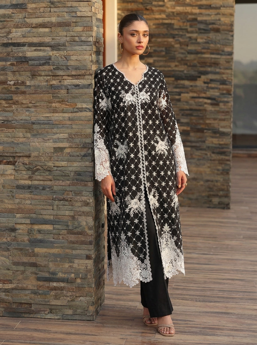 AAYRA Black & white embroidered Luxury lawn set🖤