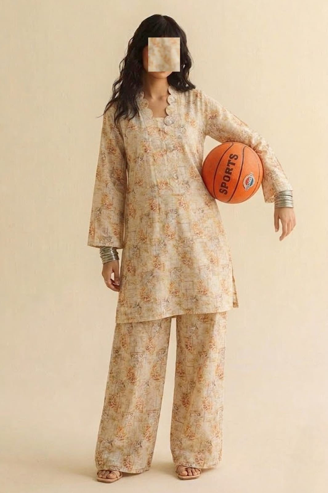 2pc pastel orange Eid set