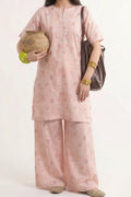 2PC baby pink printed set