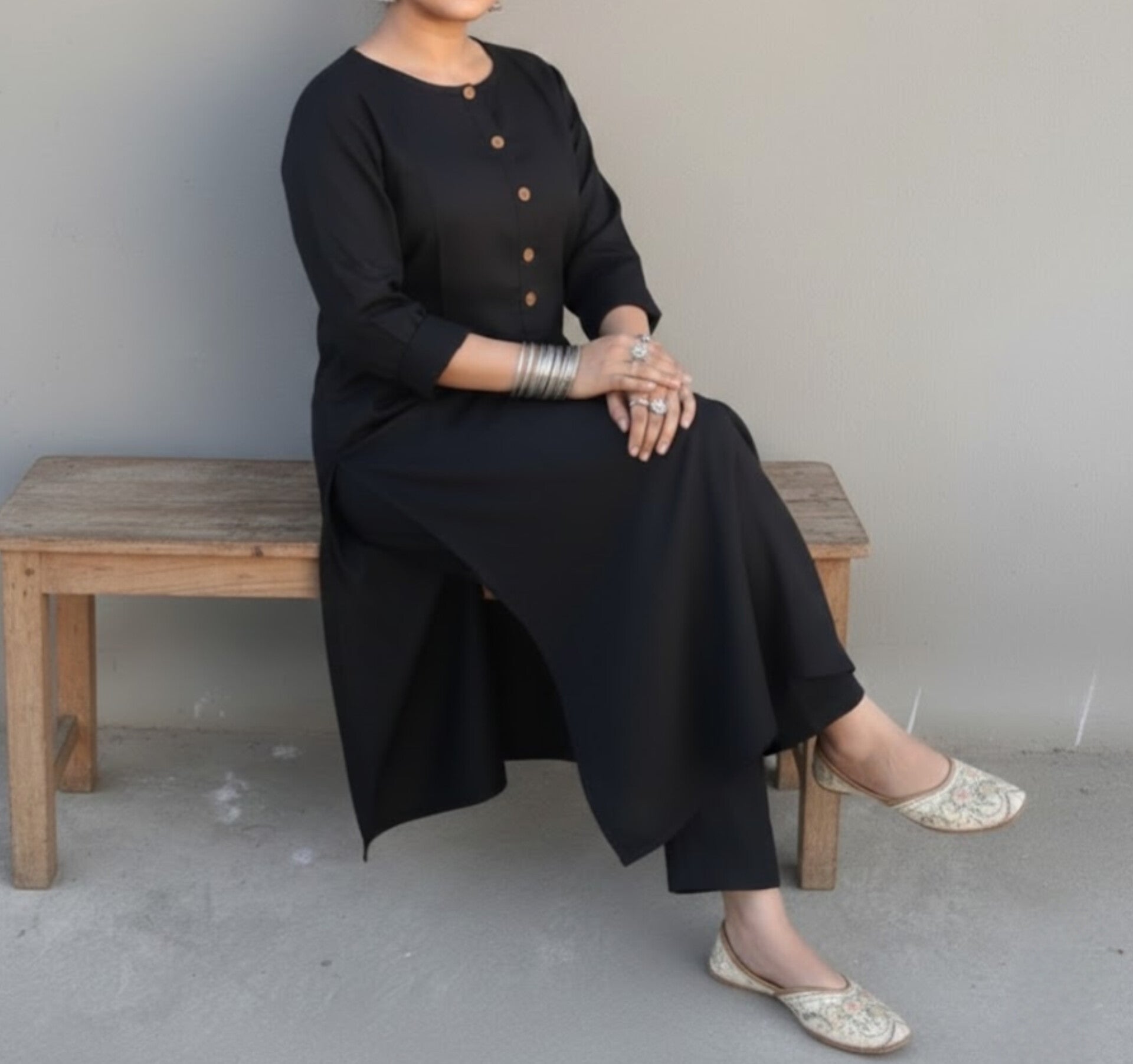 2pc black long kurta set