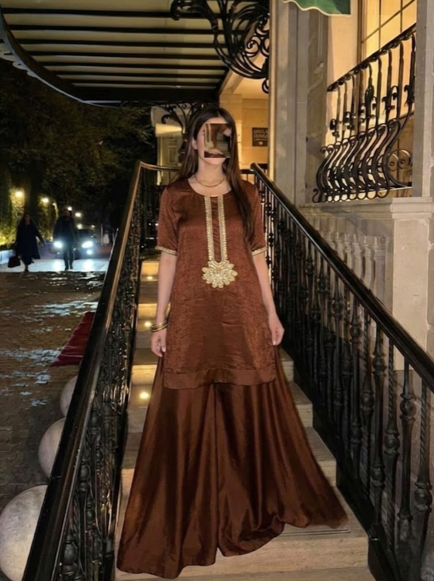 3pc brown zardozi outfit