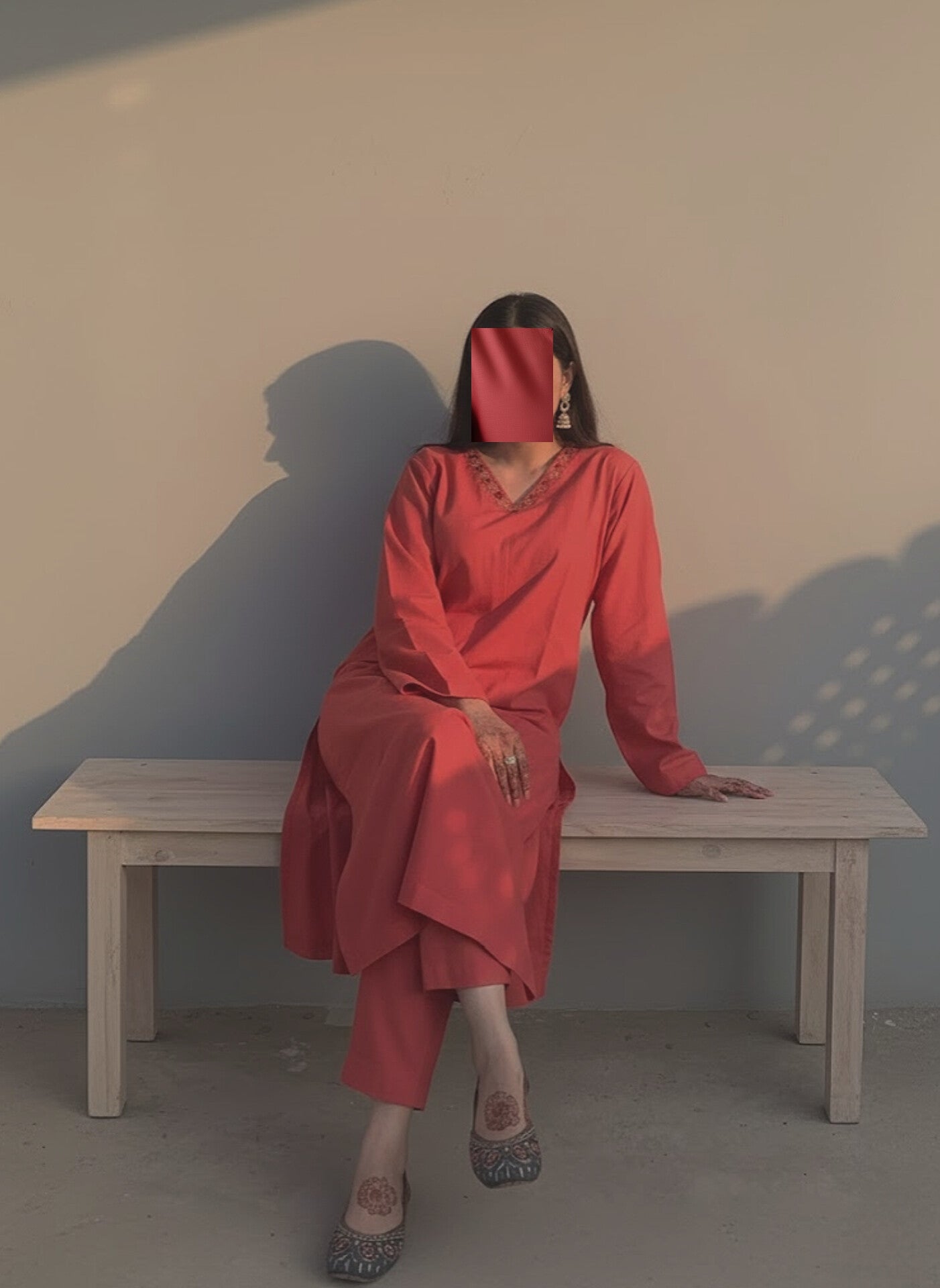 2pc Peachy embroidered kurta