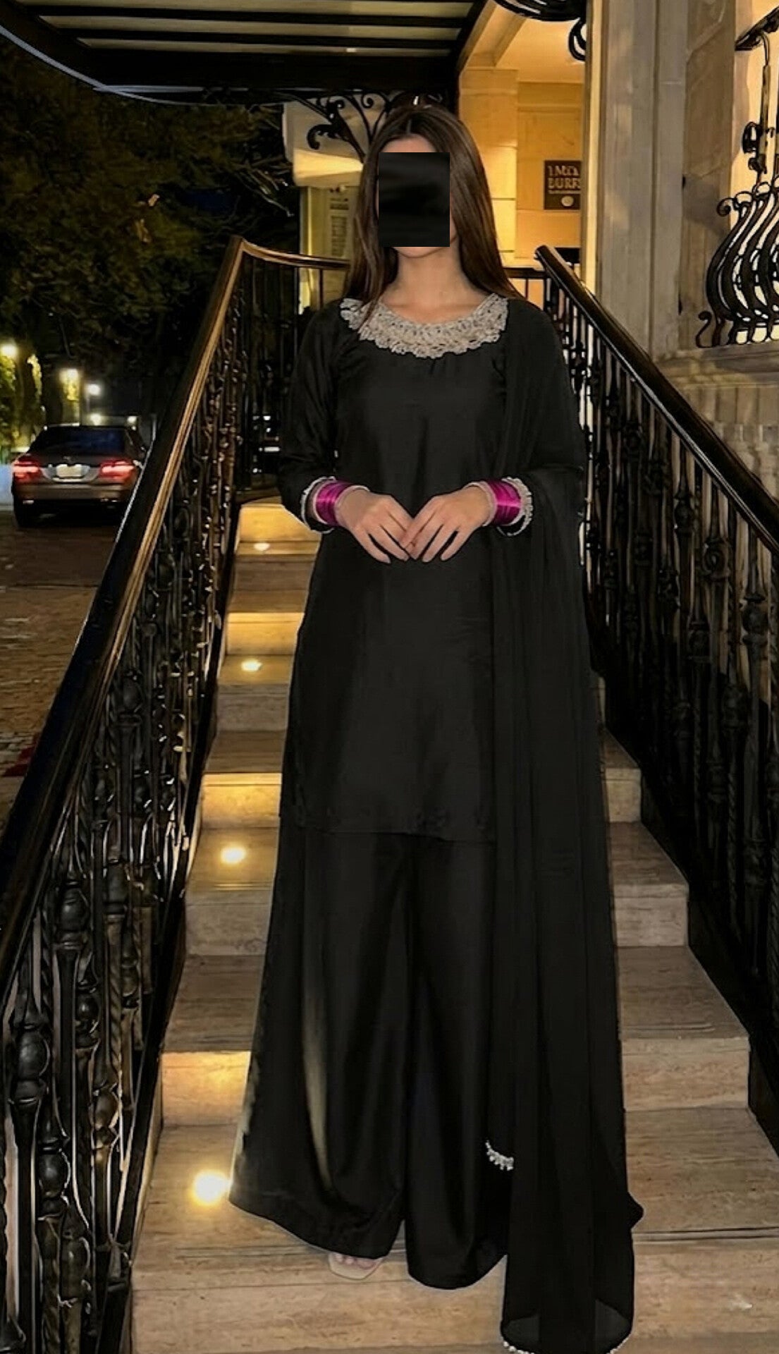3pc black outfit with silver work