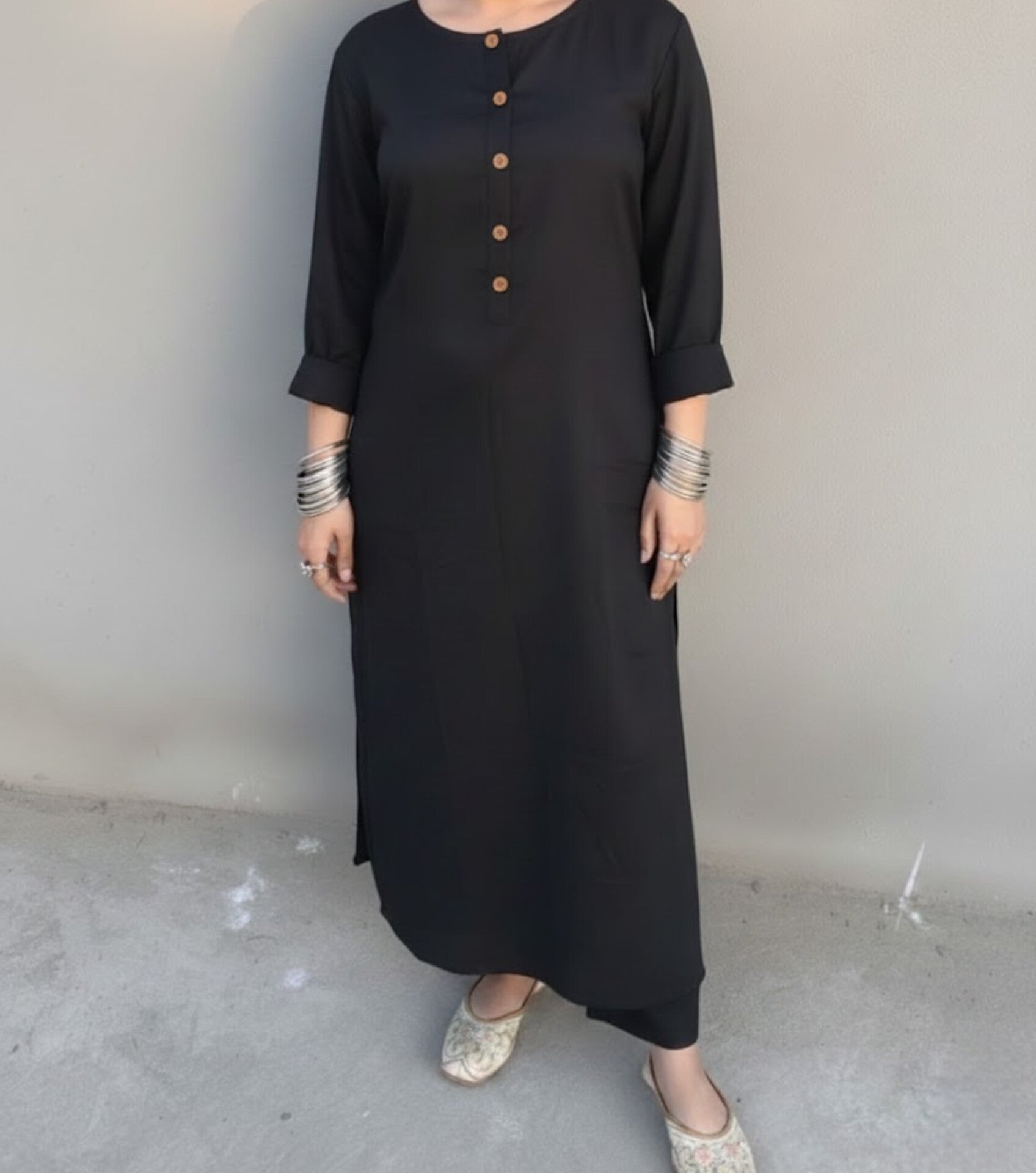2pc black long kurta set