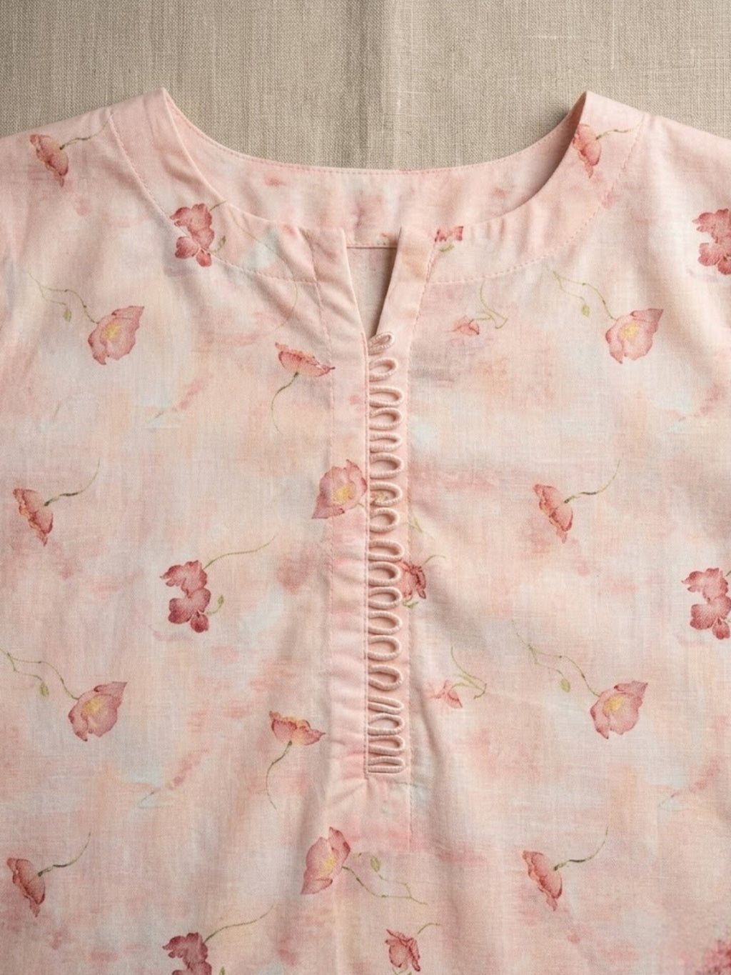 2PC baby pink printed set
