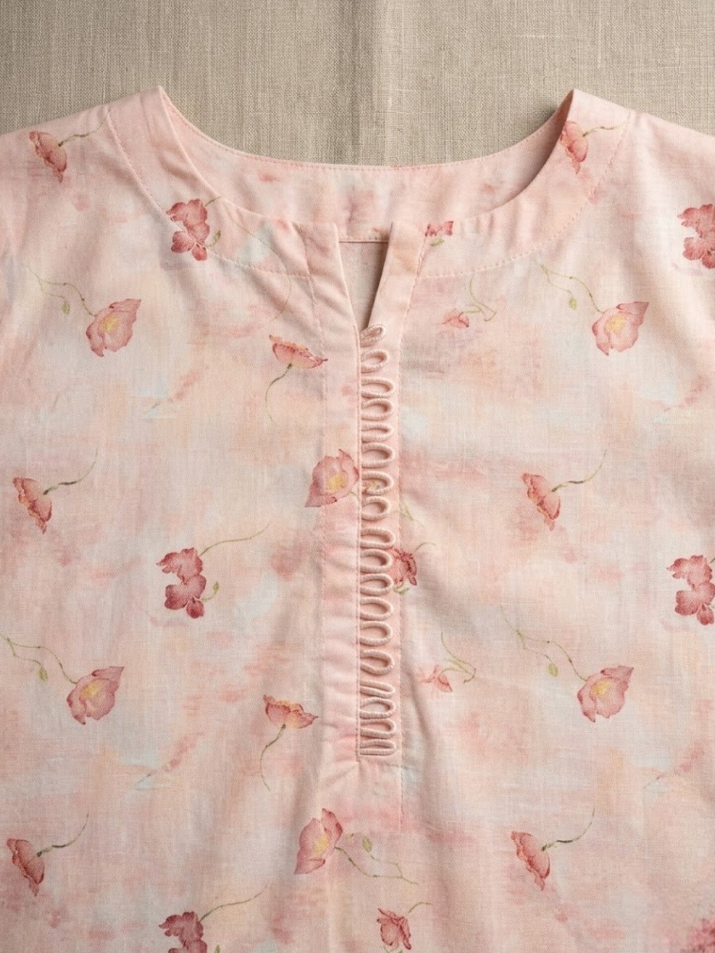 2PC baby pink printed set