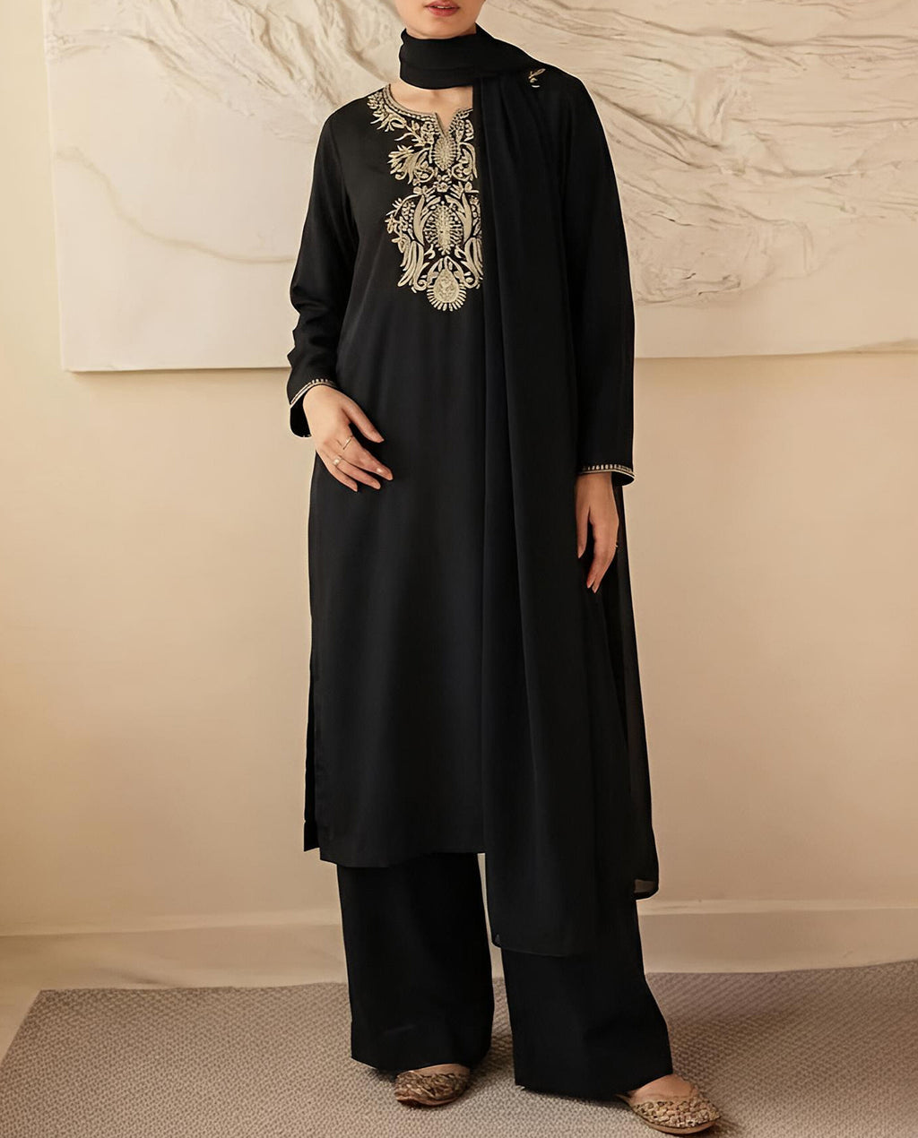3pc qawali fully embroidered outfit