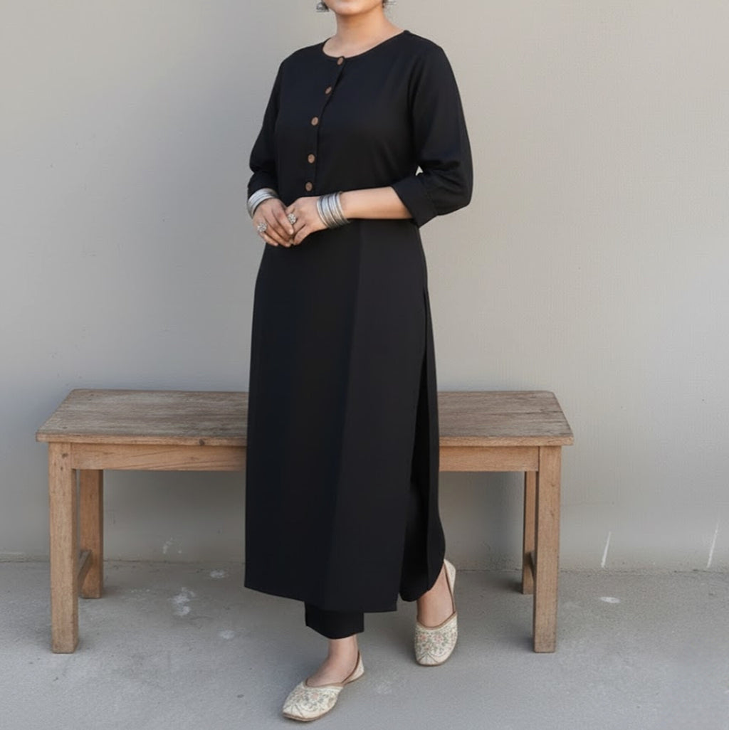 2pc black long kurta set