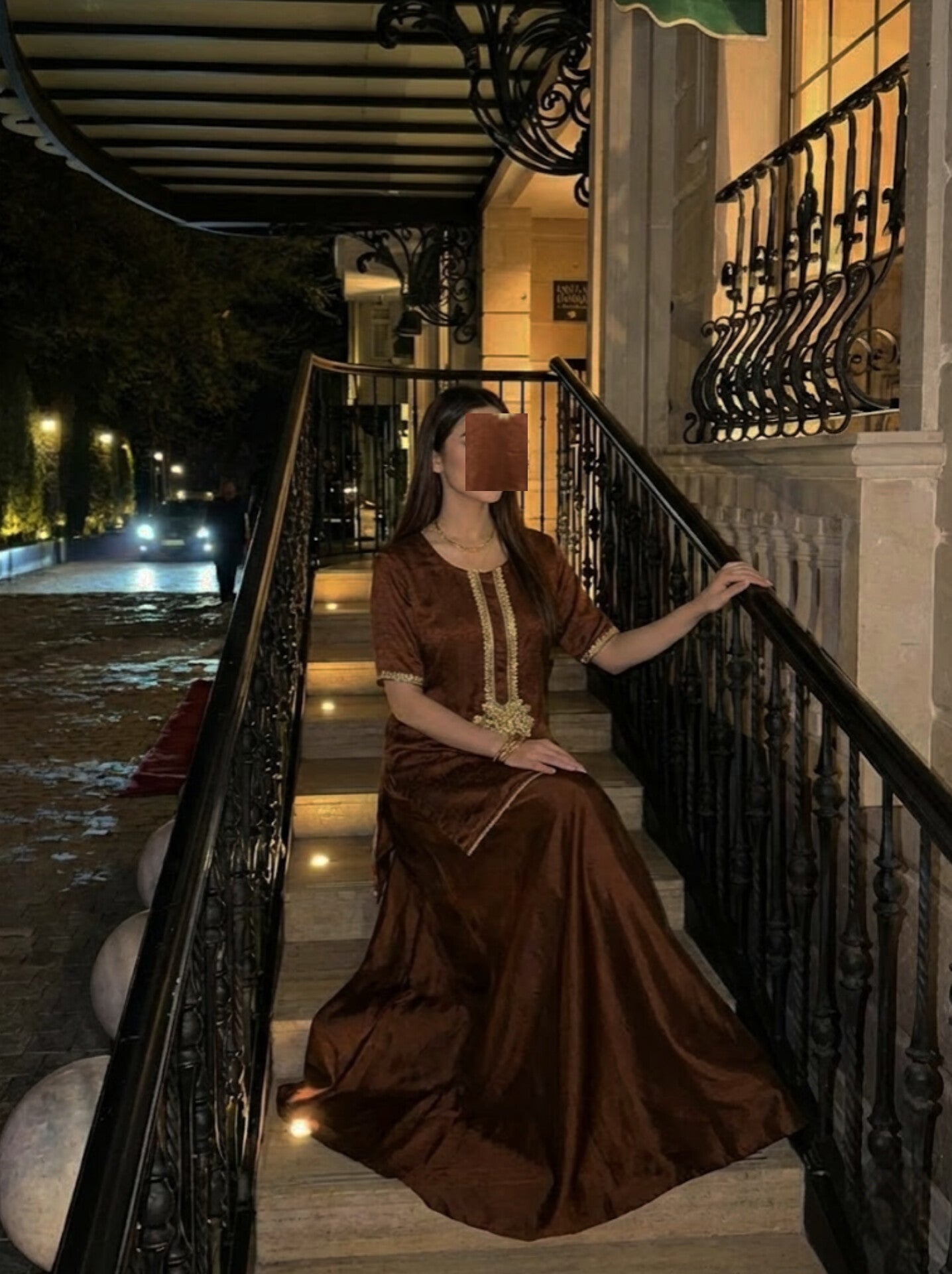 3pc brown zardozi outfit