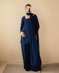 3pc Navy blue and straight trousers set