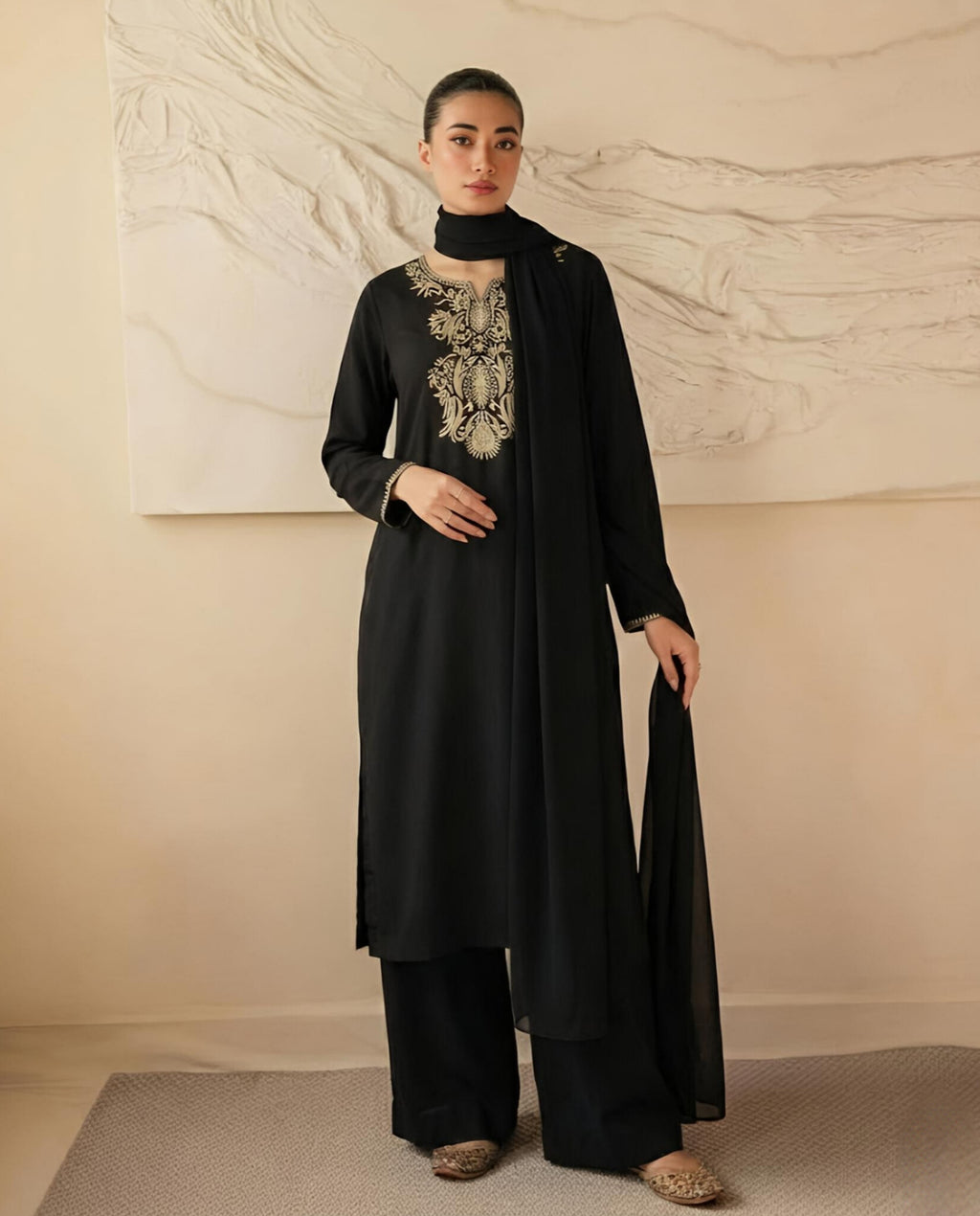 3pc qawali fully embroidered outfit