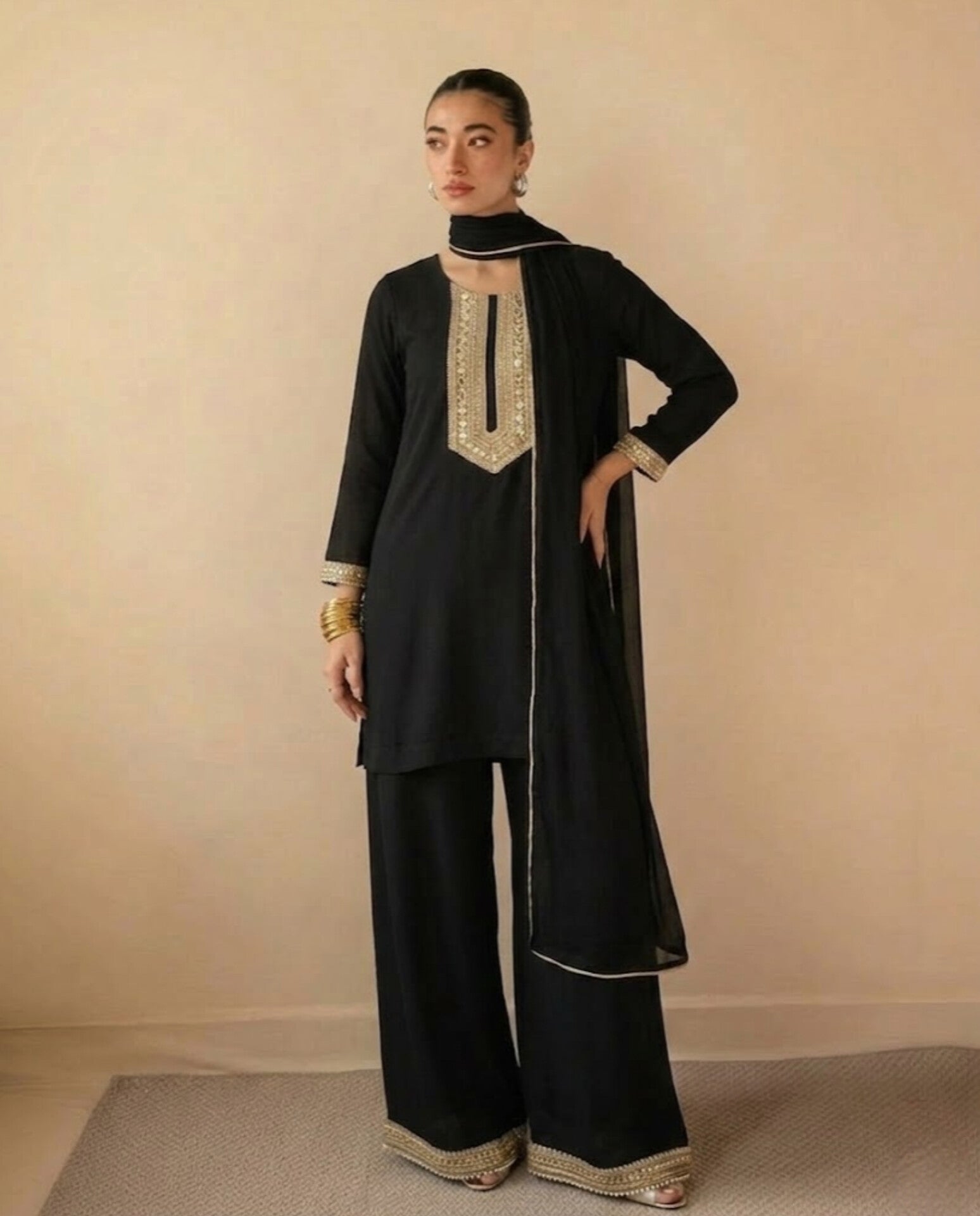 3pc Black qawali jora