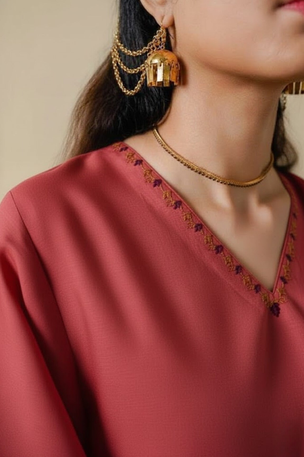 2pc Peachy embroidered kurta