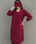 2pc Maroon fit ( side pockets included )
